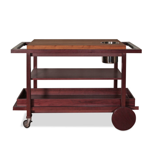 Contemporary Custom Made Bar Cart with Leather Handles