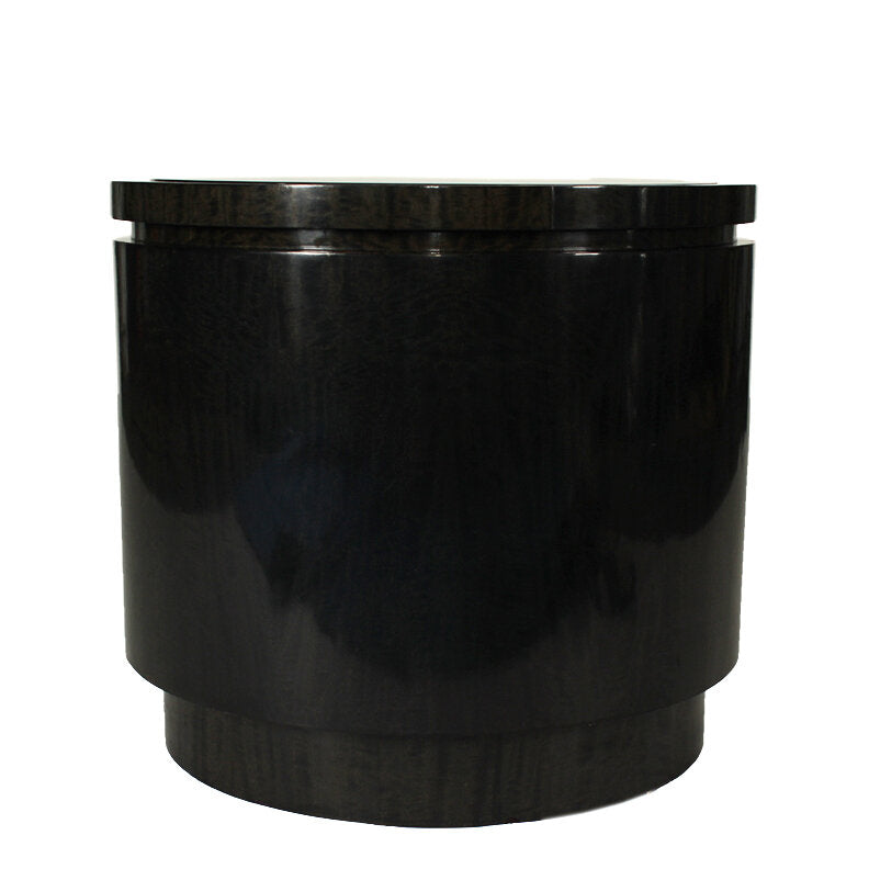 Contemporary Drum Occasional End Table with Tinted Glass Top