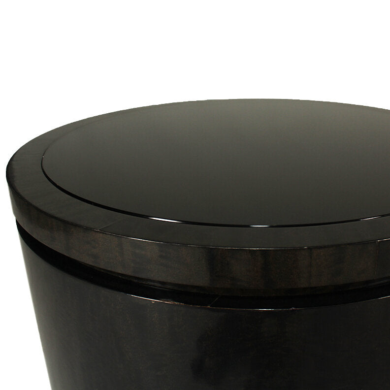 Contemporary Drum Occasional End Table with Tinted Glass Top