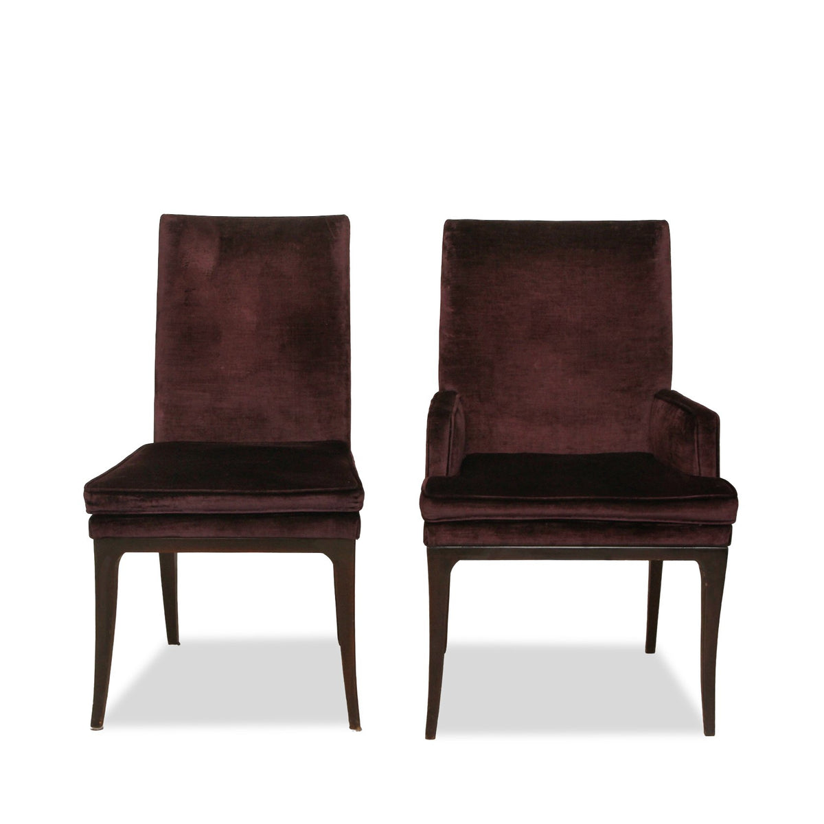 Contemporary Mohair Plum Dining Chairs, Set of 10
