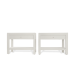 Custom Contemporary Linen Wrapped Nightstands, Pair of