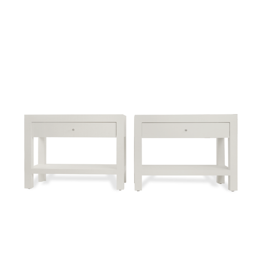 Custom Contemporary Linen Wrapped Nightstands, Pair of