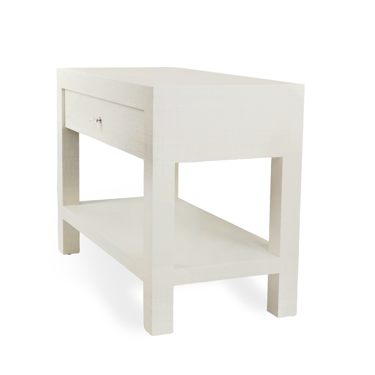 Custom Contemporary Linen Wrapped Nightstands, Pair of