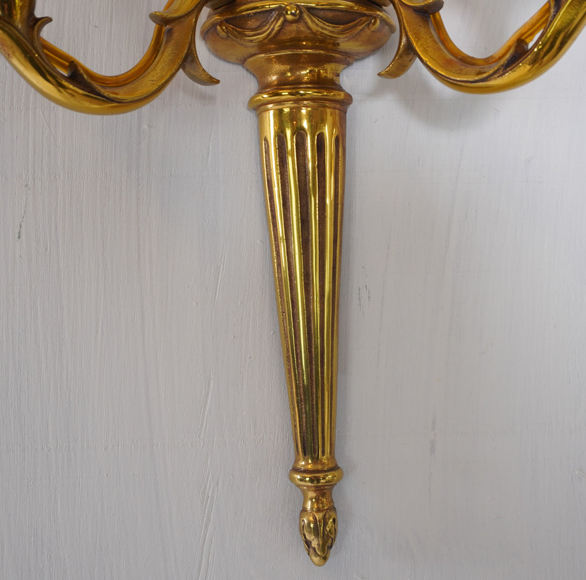 Luminaire d'Art French Empire Louis XVI Style Double Arm Cast Brass Sconces, Pair of