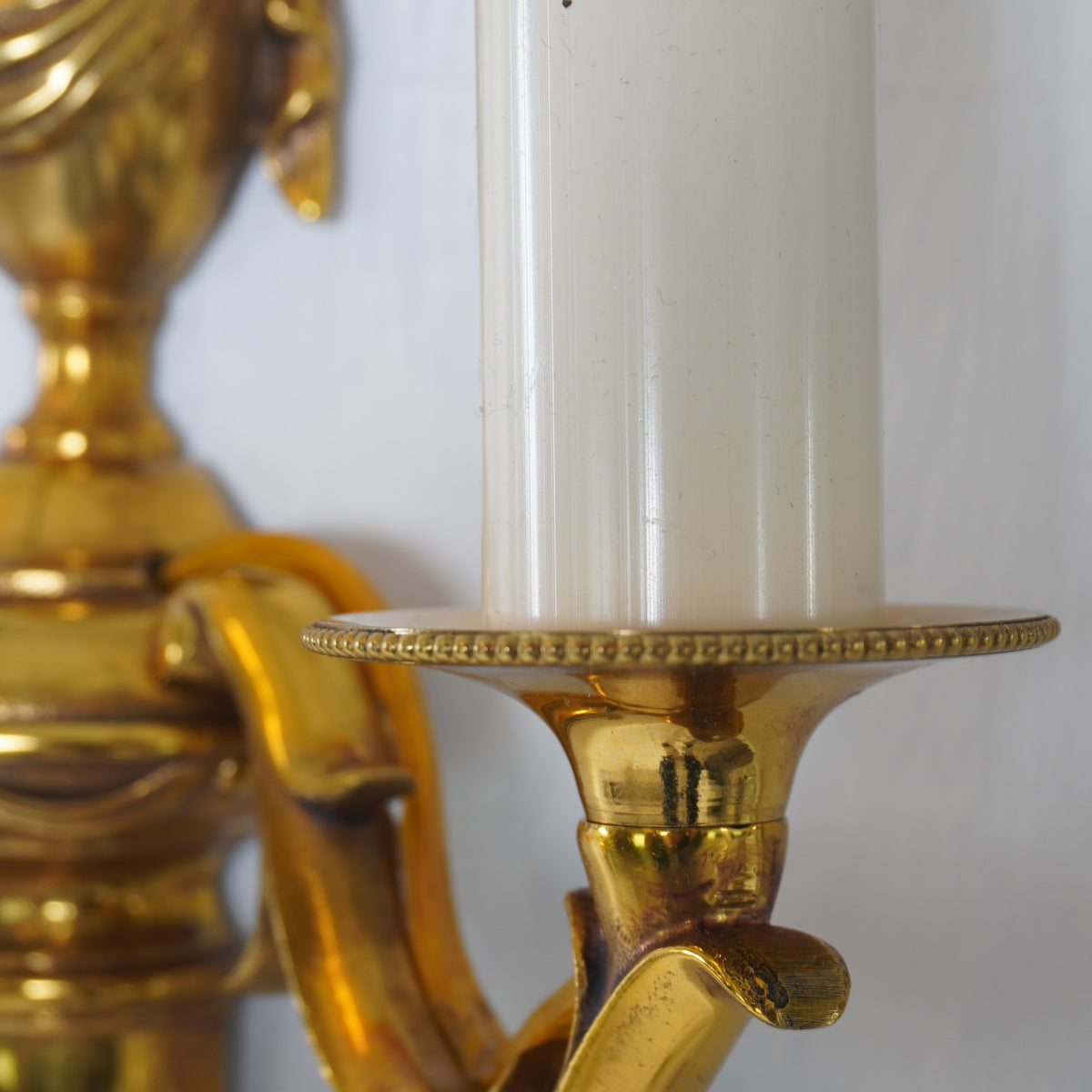 Luminaire d'Art French Empire Louis XVI Style Double Arm Cast Brass Sconces, Pair of