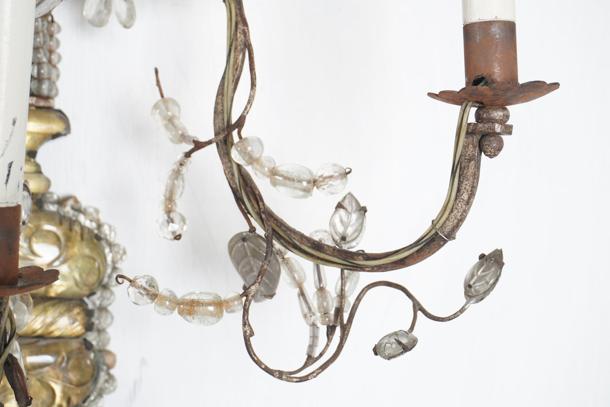 Antique Maison Baguès French Silver Leaf Large Sconce C1920s