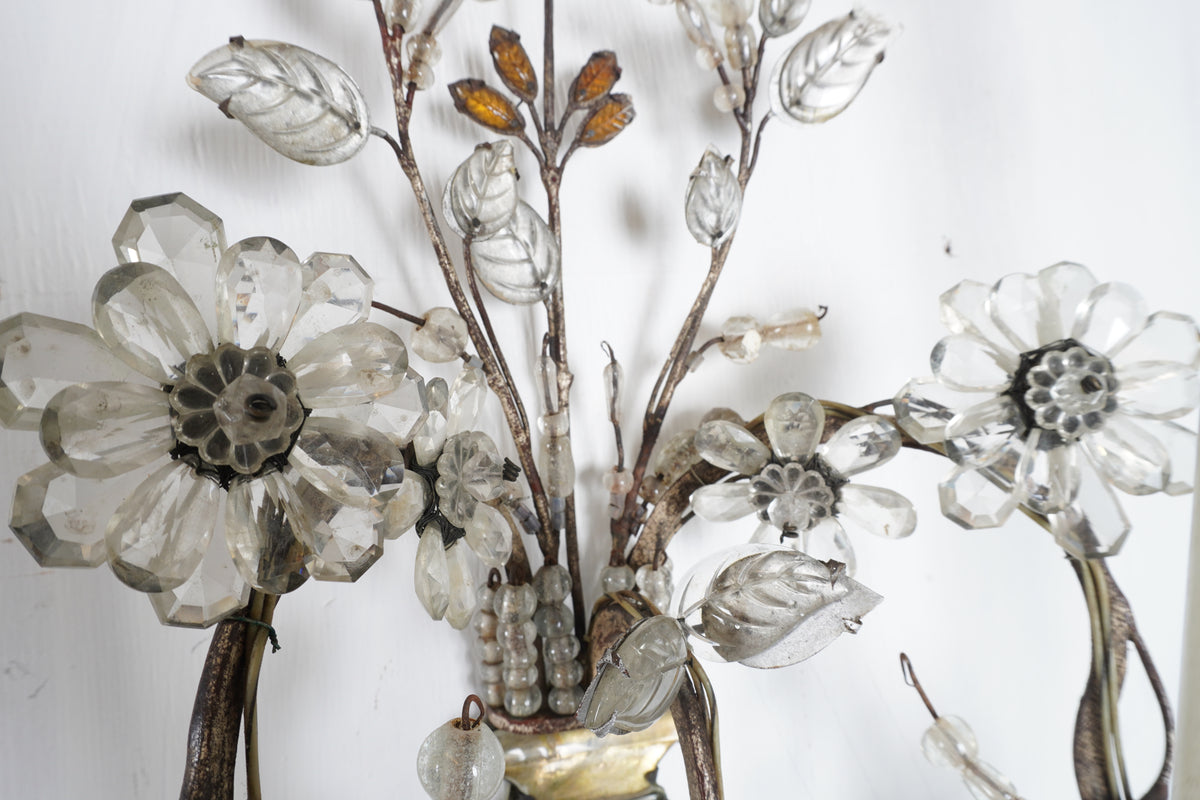 Antique Maison Baguès French Silver Leaf Large Sconce C1920s