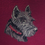 Vintage Thierry Poncelet Military Jack Russell Belgian Throw Pillow & Handmade Wool Needlepoint Scottish Terrier Accent Pillows, Set of 2