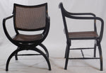 English Regency Style Mahogany and Cane Curule Form Armchairs