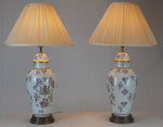 Antique French Edme Samson Armorial Pot w Lid Lamps, Pair of