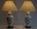 Antique French Edme Samson Armorial Pot w Lid Lamps, Pair of