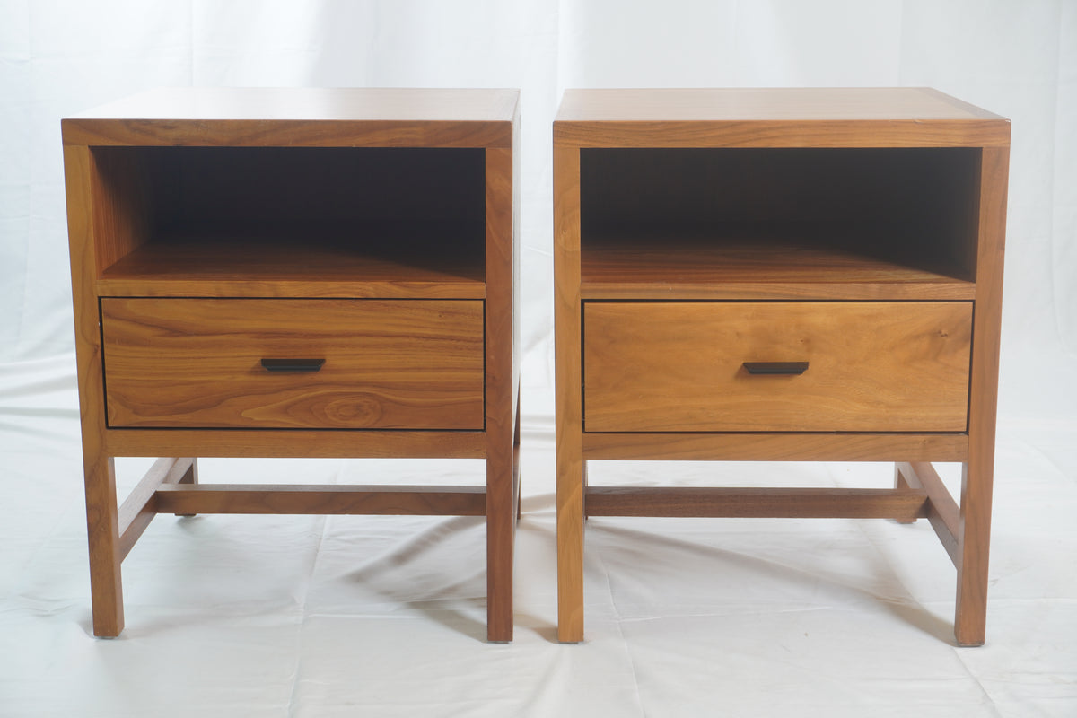 Room and Board Berkeley 1 Drawer Walnut Nighstands, Pair of