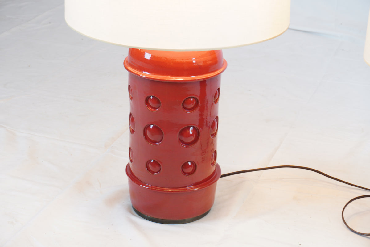 Remains Lighting Company Ceramic Table Lamps with Brass Base