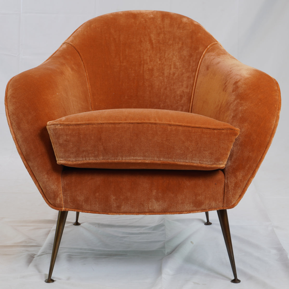 Vintage Italian MCM Style Velvet Lounge Chair (Newly Upholstered)