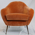 Vintage Italian MCM Style Velvet Lounge Chair (Newly Upholstered)