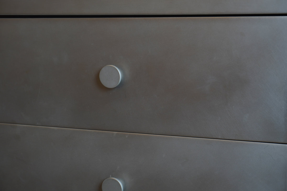 Modern Metal Zinc Wrapped 6 Drawer Dresser