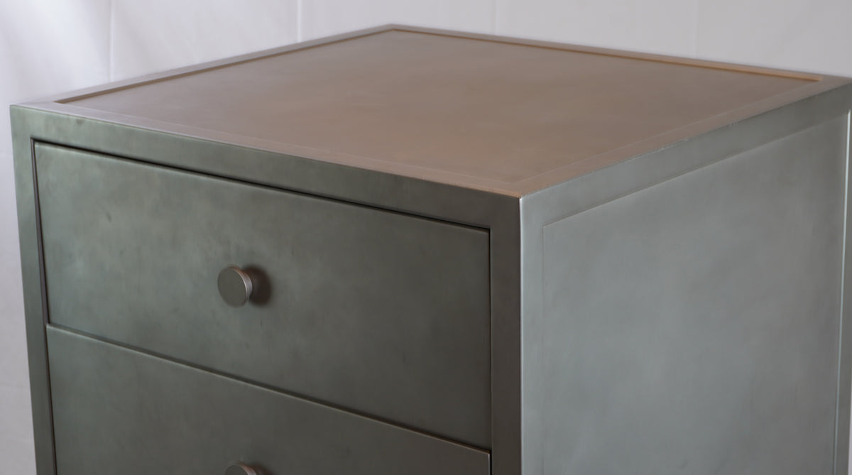 Modern Metal Zinc Wrapped 6 Drawer Dresser
