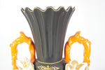 Vintage Continental Hand Painted Majolica Vases, Pair of