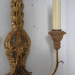 Vintage Italian Carved Gilt Wood & Metal Wall Sconces