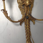 Vintage Italian Carved Gilt Wood & Metal Wall Sconces