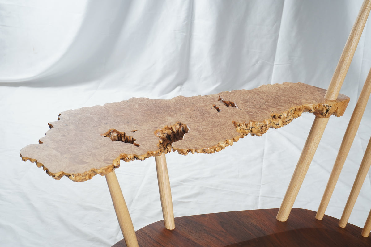 Rare George & Mira Nakashima Burl Slab Arm Lounge Chair, Signed & Dated