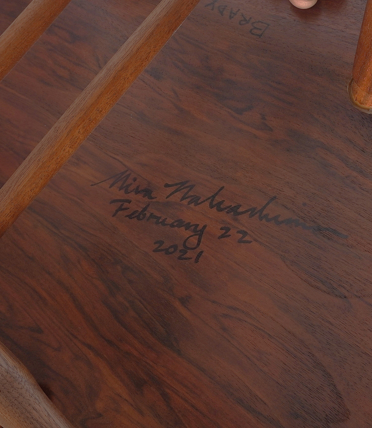 Rare George & Mira Nakashima Burl Slab Arm Lounge Chair, Signed & Dated