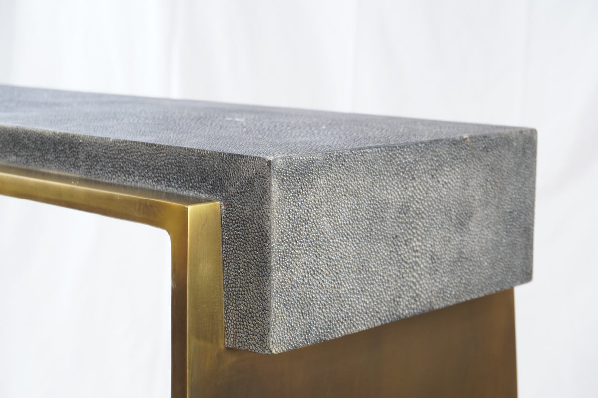 R&Y Augousti Laurens Console Table in Shagreen & Bronze-Patina Brass