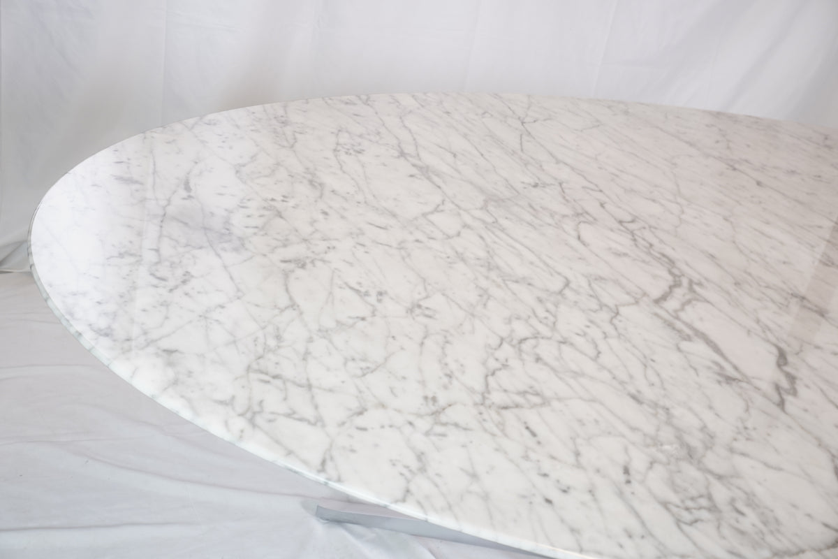 Florence Knoll Oval Carrara Marble Top Dining Table
