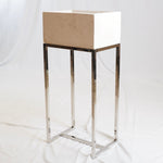 Modern Floor Standing Planter with Chrome Base and Ivory Resin Container