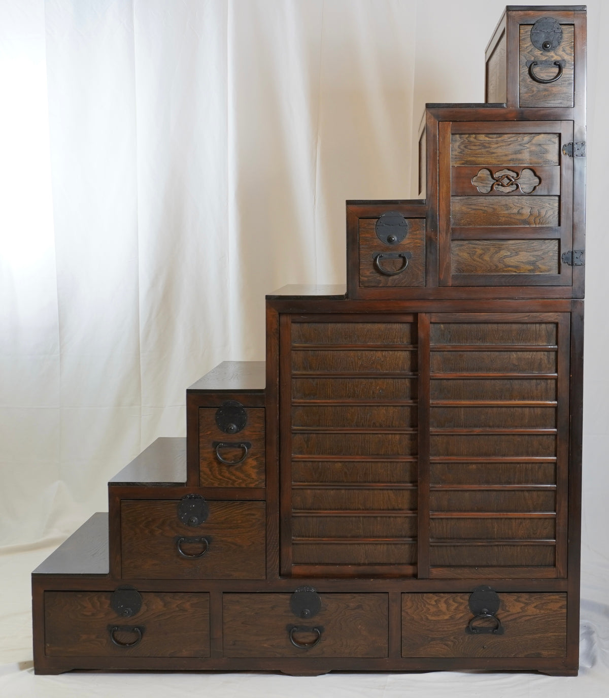 Vintage Japanese Hardwood Cha Tansu - Tea Chest