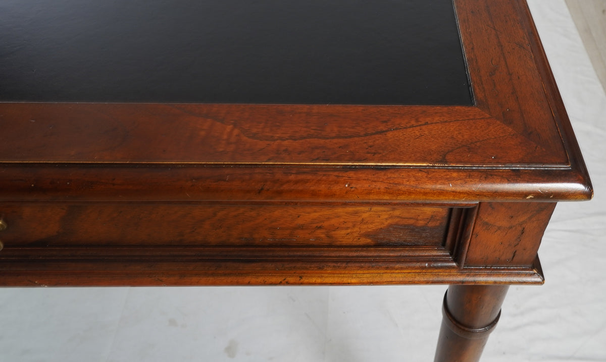 Vintage Baker Faux Bamboo Mahogany and Leather Desk