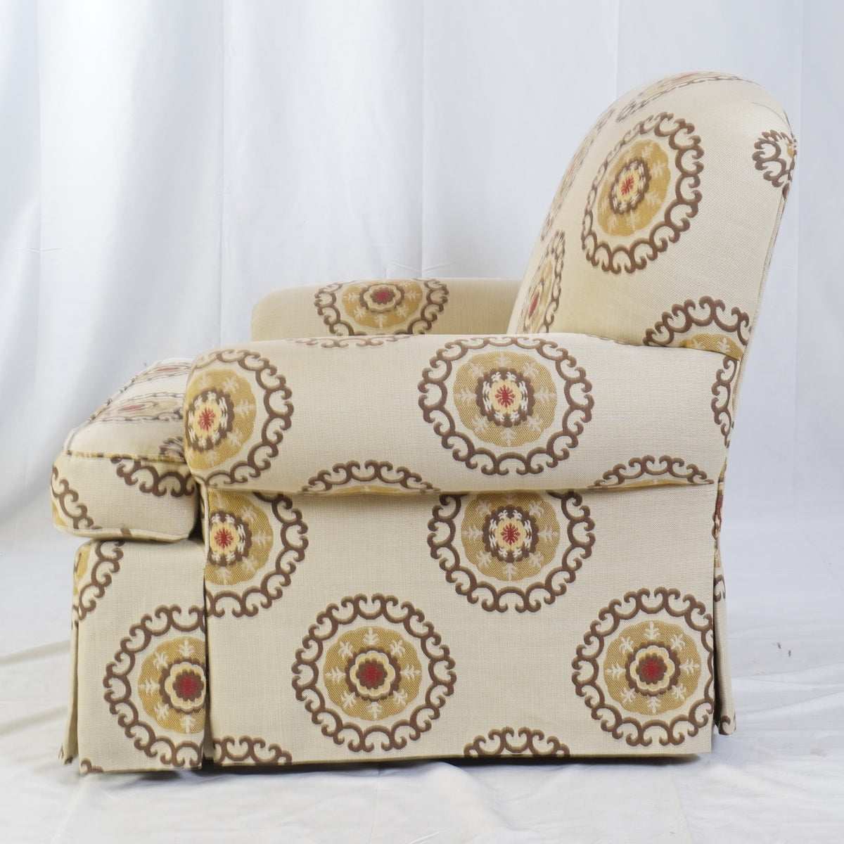 Emanuel Cappello Skirted Club Chairs, Pair of
