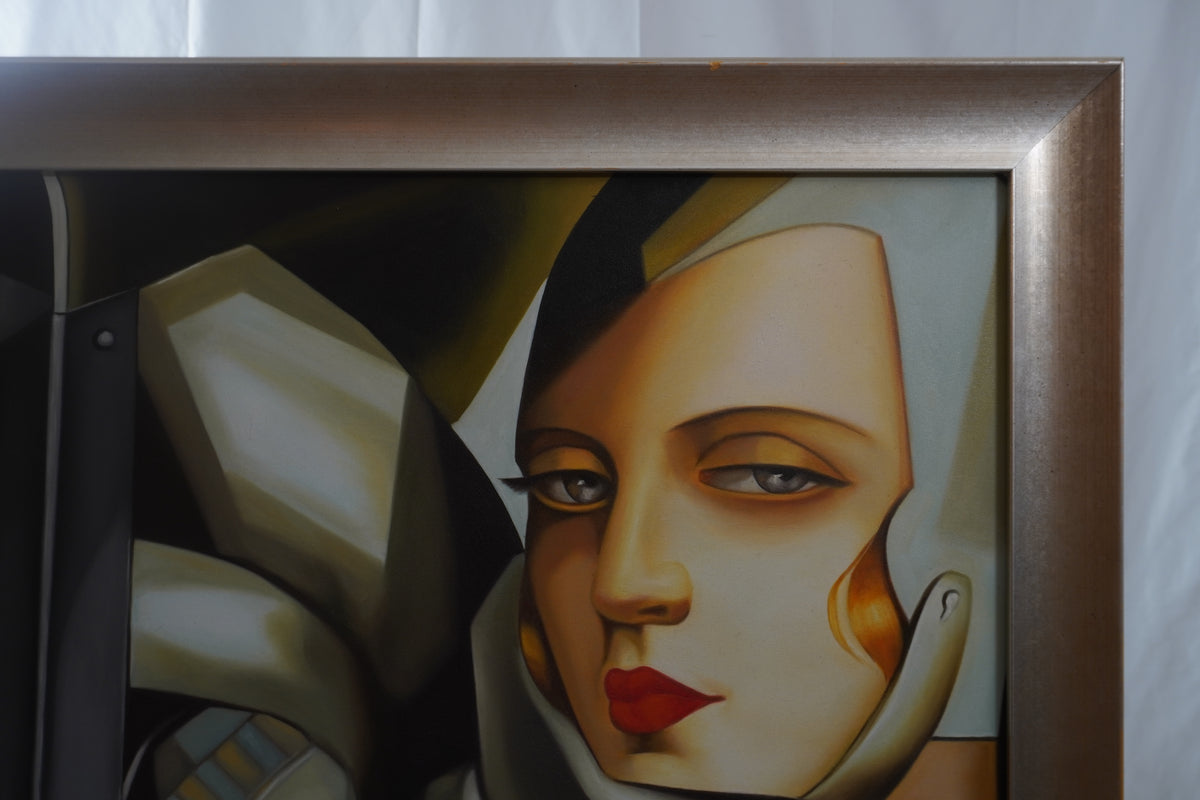 Self Portrait in the Green Bugatti : Tamara de Lempicka : Archival Canvas Art