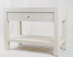Custom Contemporary Linen Wrapped Nightstands, Pair of
