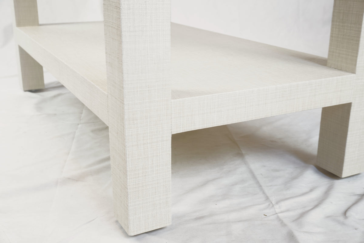 Custom Contemporary Linen Wrapped Nightstands, Pair of