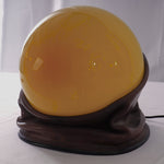 Vintage Italian Nova Tecno Leather and Glass Orb Table Lamp, 60s