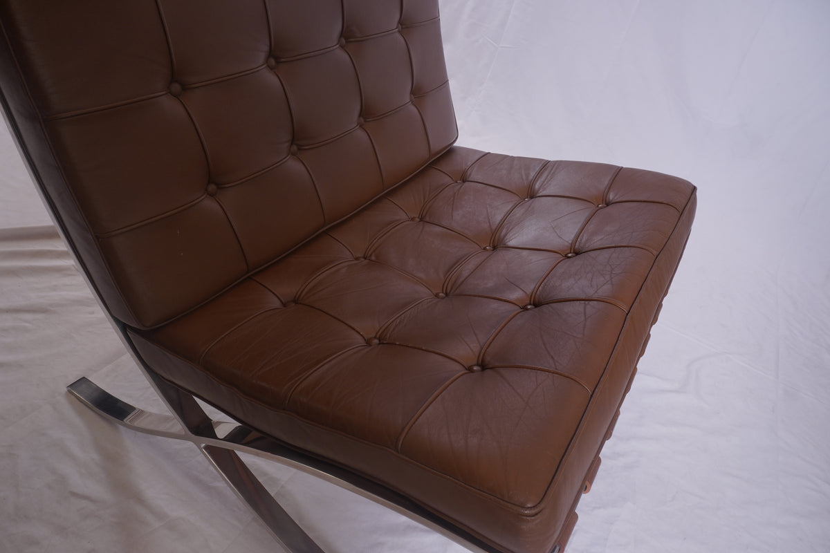 1950s Florence Knoll Barcelona Chairs Designed by Ludwig Mies van der Rohe from the GM Tech Center MI, Pair of