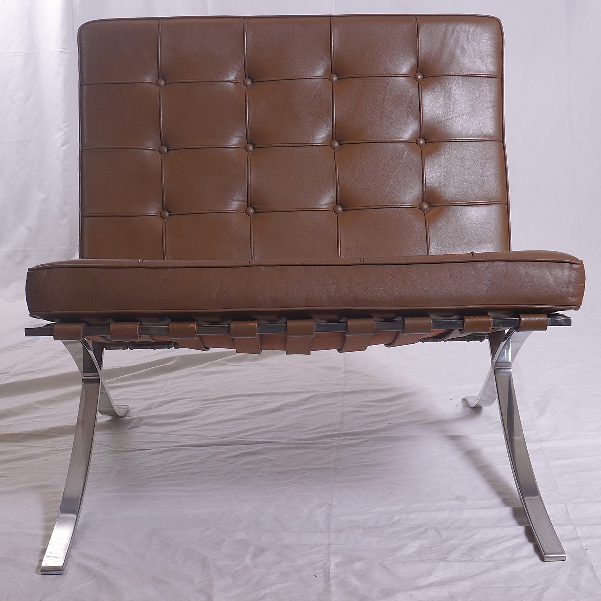 1950s Florence Knoll Barcelona Chairs Designed by Ludwig Mies van der Rohe from the GM Tech Center MI, Pair of