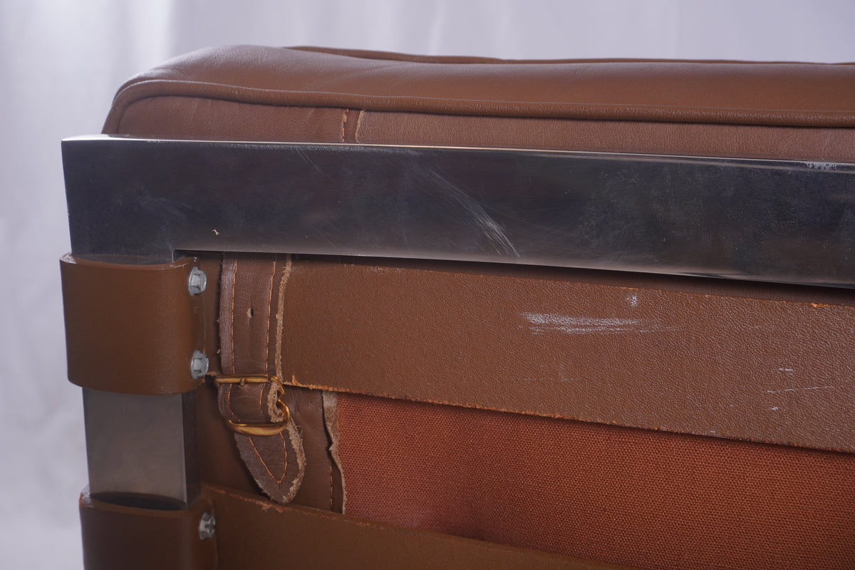 1950s Florence Knoll Barcelona Chairs Designed by Ludwig Mies van der Rohe from the GM Tech Center MI, Pair of