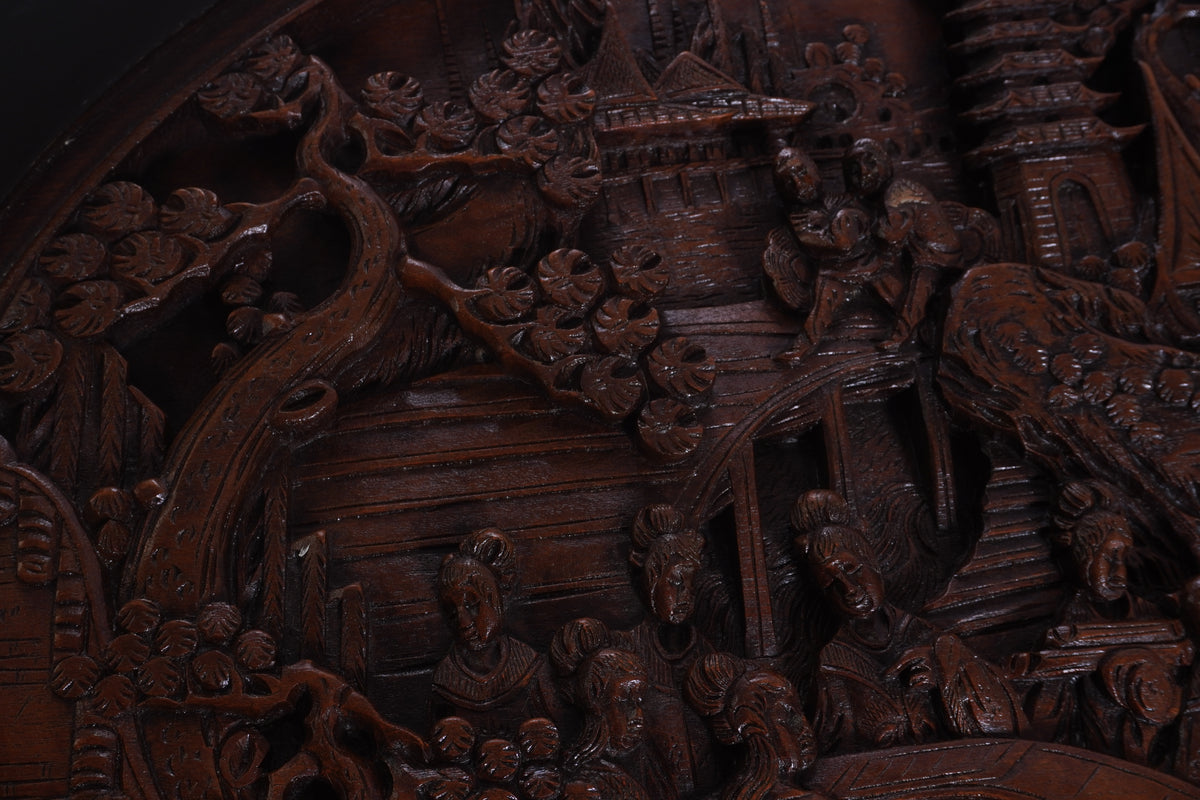 Antique George Zee Asian Carved TEA Coffee TABLE, 7 pcs