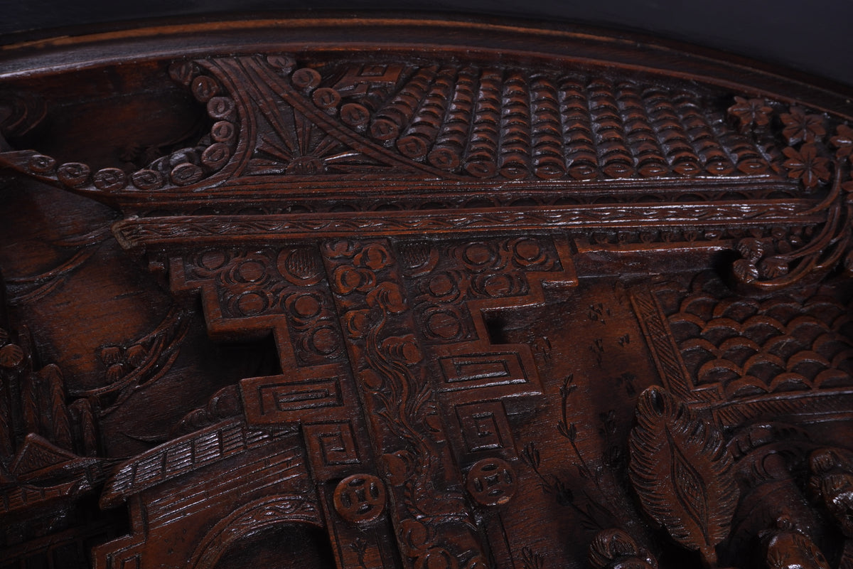 Antique George Zee Asian Carved TEA Coffee TABLE, 7 pcs