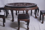Antique George Zee Asian Carved TEA Coffee TABLE, 7 pcs