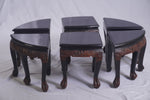 Antique George Zee Asian Carved TEA Coffee TABLE, 7 pcs
