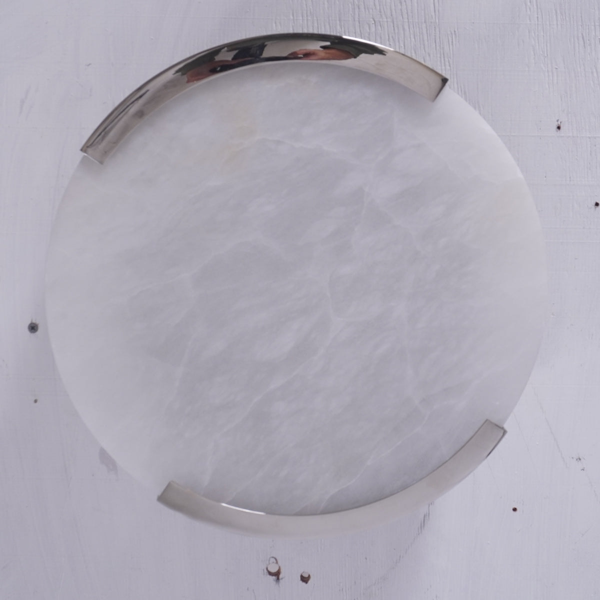 Visual Comfort Melange 14 Small Flush Mount with Alabaster Shade by Kelly Wearstler