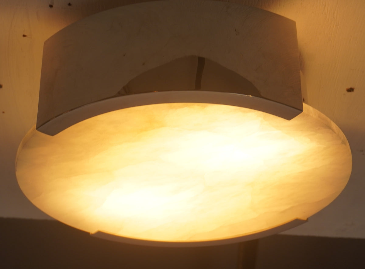 Visual Comfort Melange 14 Small Flush Mount with Alabaster Shade by Kelly Wearstler