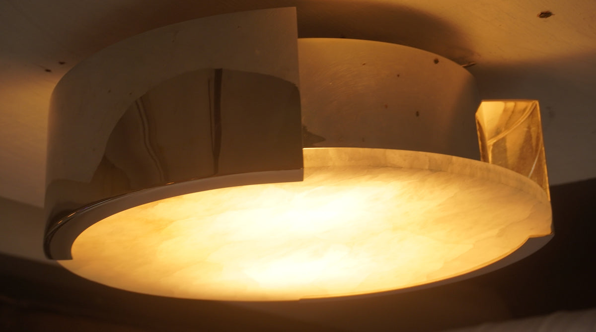 Visual Comfort Melange 14 Small Flush Mount with Alabaster Shade by Kelly Wearstler