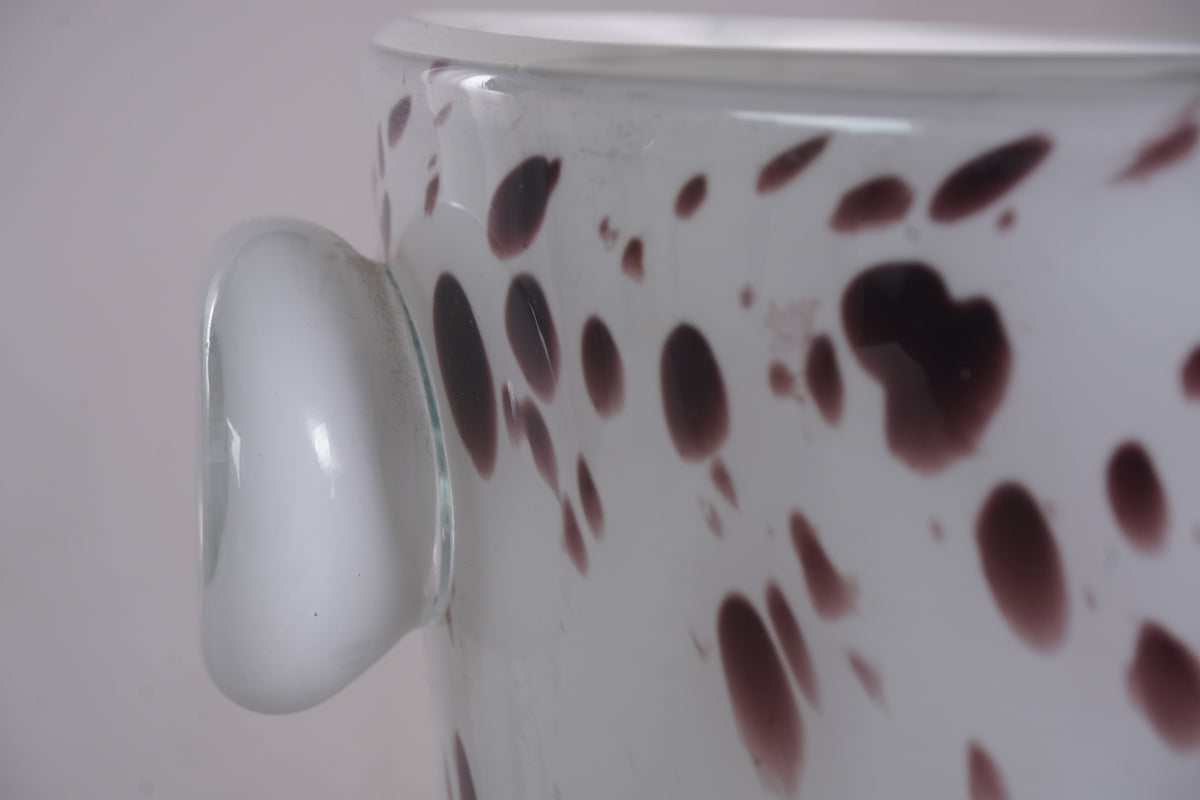 Italian Murano Style Tortoise Shell Glass Vase and Ice Bucket, Set of