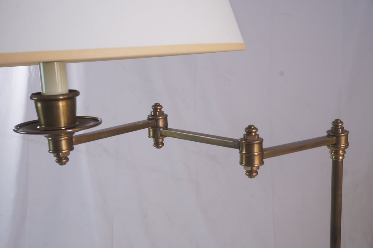 Vintage Maison Jansen Style Swing-Arm Brass Adjustable Reading Floor Lamp