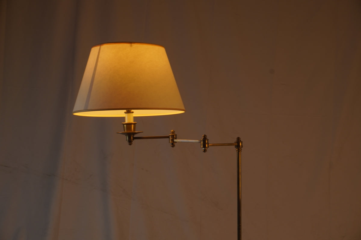 Vintage Maison Jansen Style Swing-Arm Brass Adjustable Reading Floor Lamp