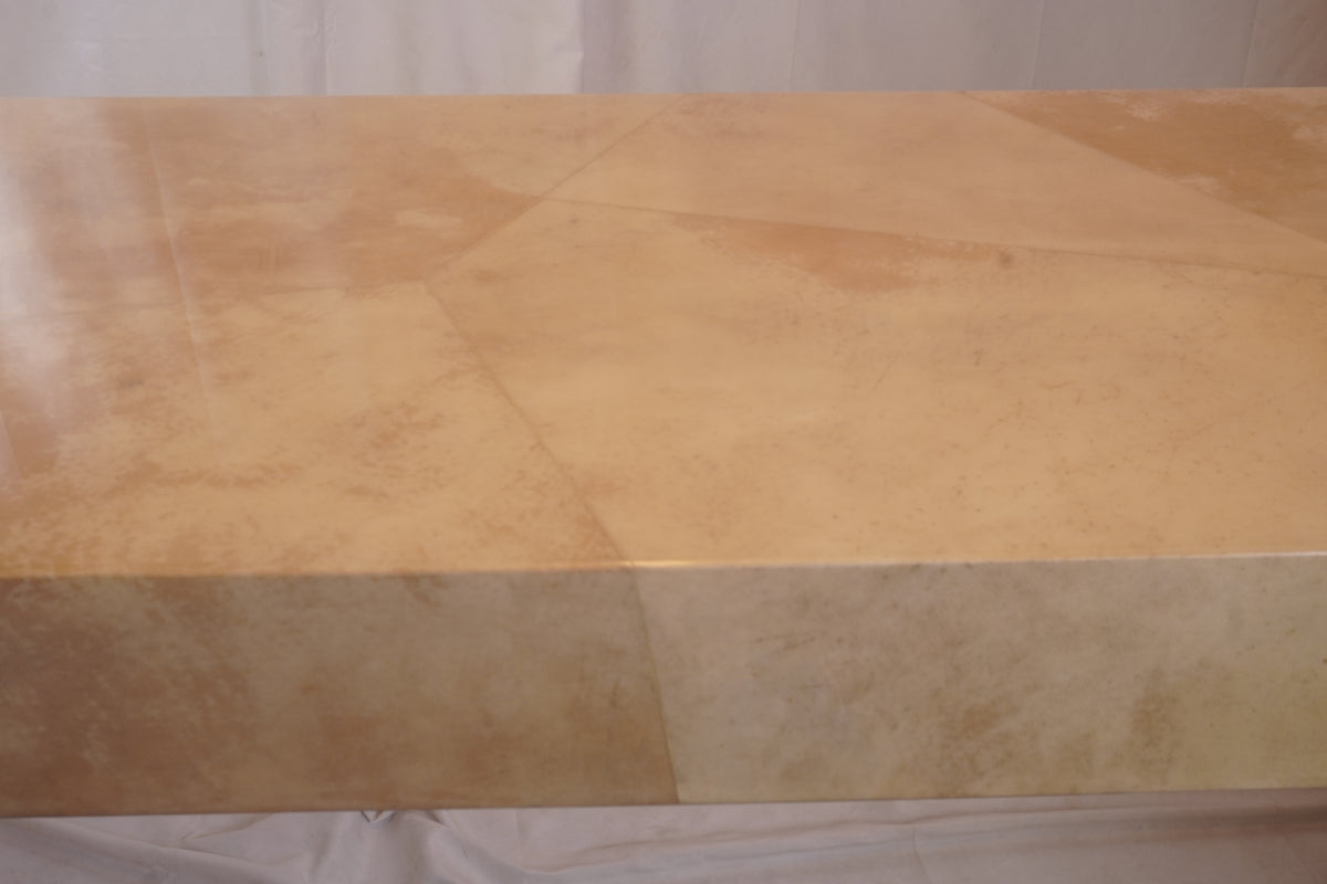 Sally Sirkin Lewis Faux Goatskin Parchment Lacquered Console for J. Robert Scott